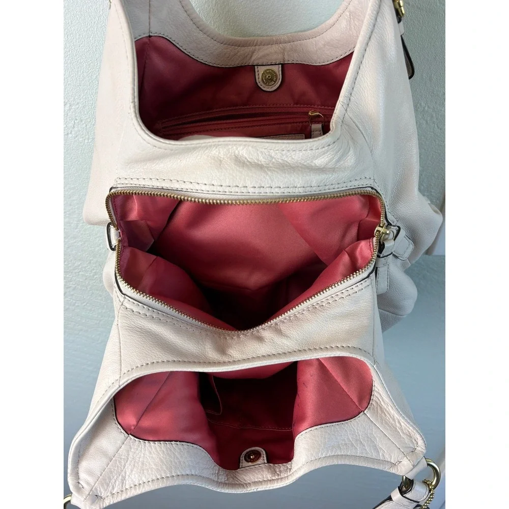 Coach Hobo Shoulder Bag Cream Womens Large Madison Maggie 16503 Leather